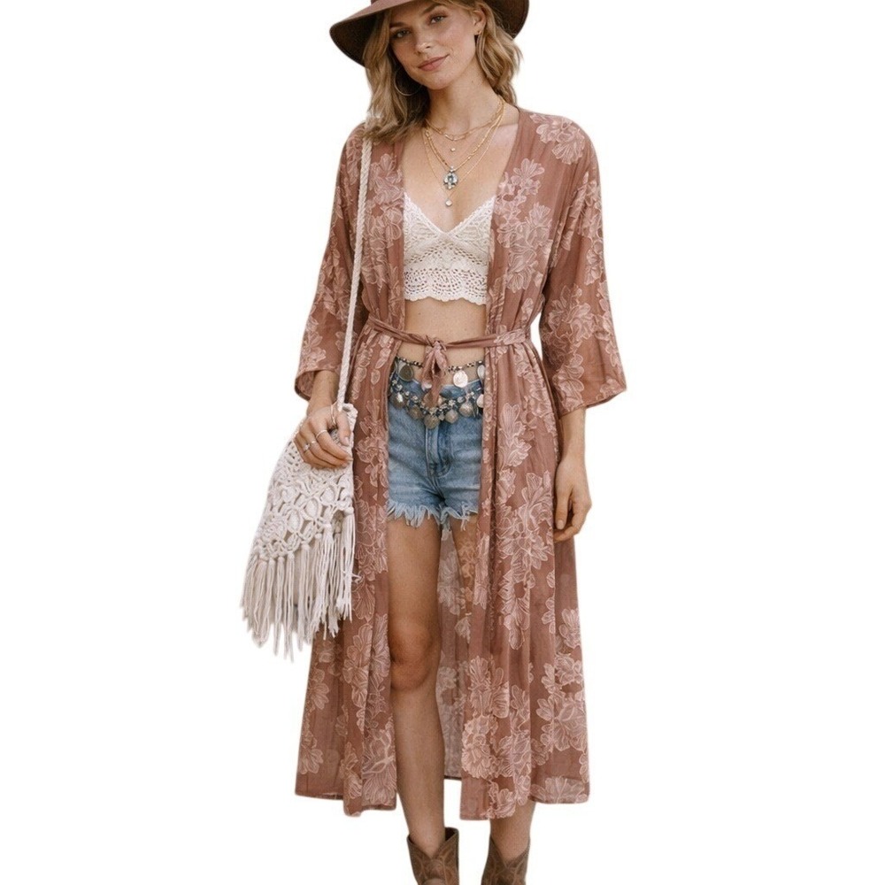 Wilfred Lace Kimono Duster Long Sheer Cardigan XXS Boho Festival Western